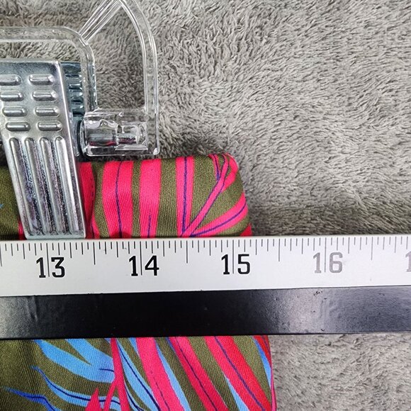 Womens Tropical Multicolor Leaf Print Wide-Leg Pants w/ Waist Tie Polyester L - Picture 6 of 9